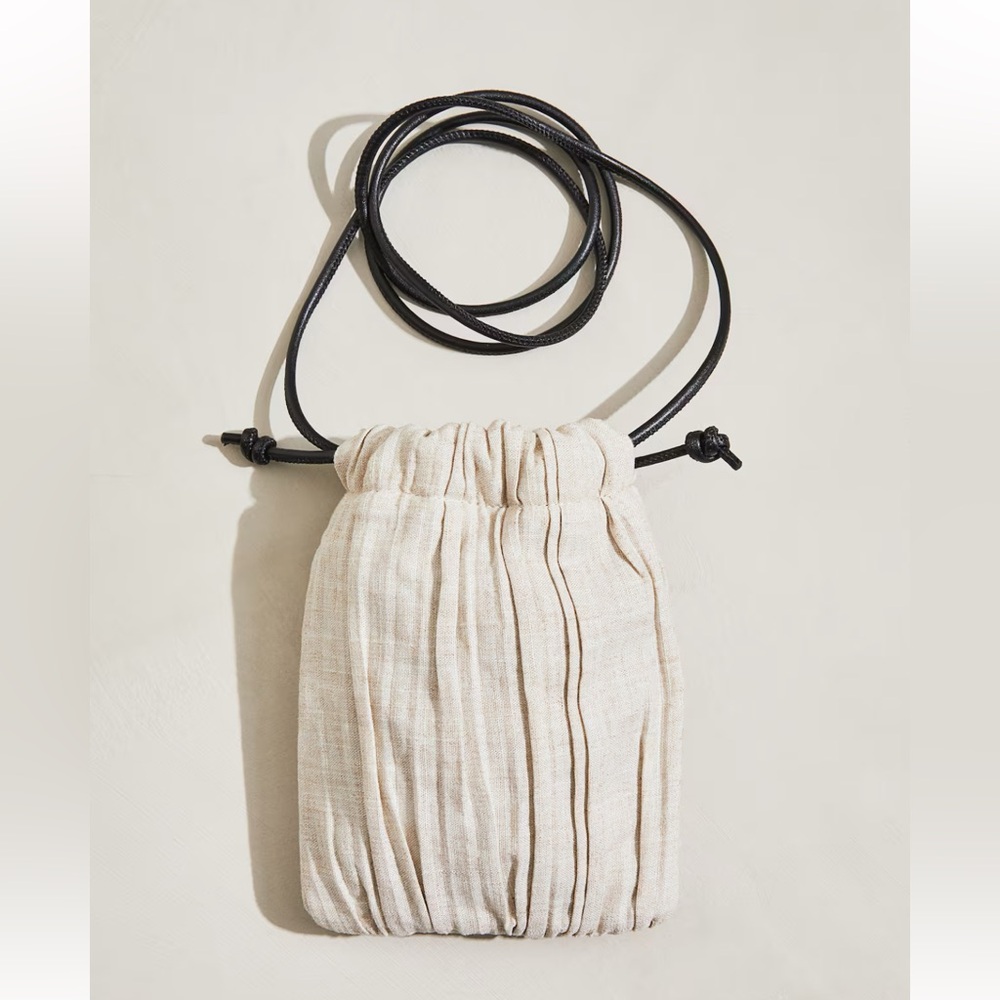 H&M Linen Drawstring Phone Bag